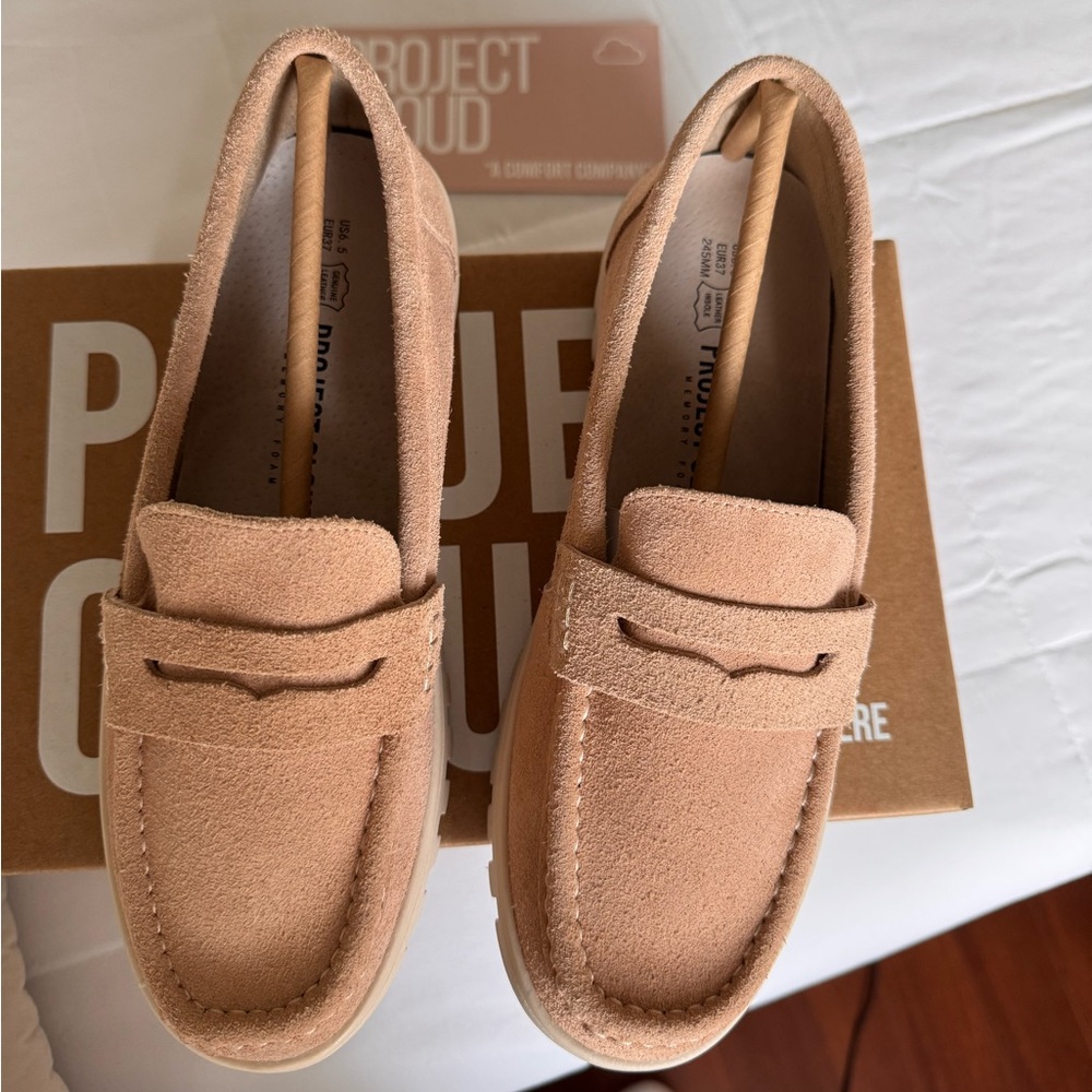 Project Cloud Suede Loafers 6.5 M, Nude… Worn onceToo big for me still new inbox